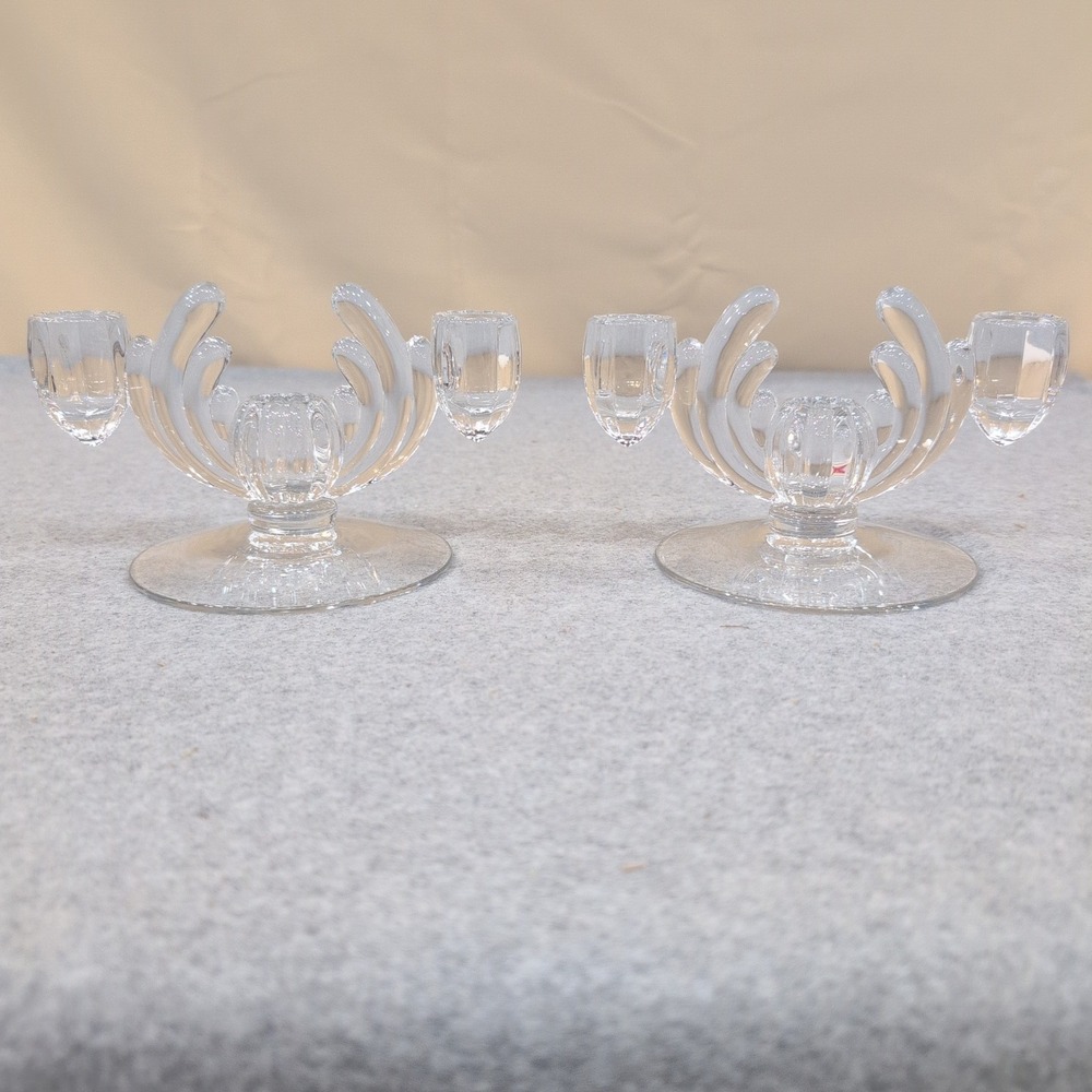 Vintage Heisey Crystolite Clear Glass Candelabra Set of 2 c. 1937-1957 - Picture 1 of 7